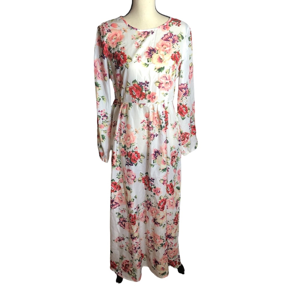 Light Floral Long Sleeve Maxi Dress Sz L